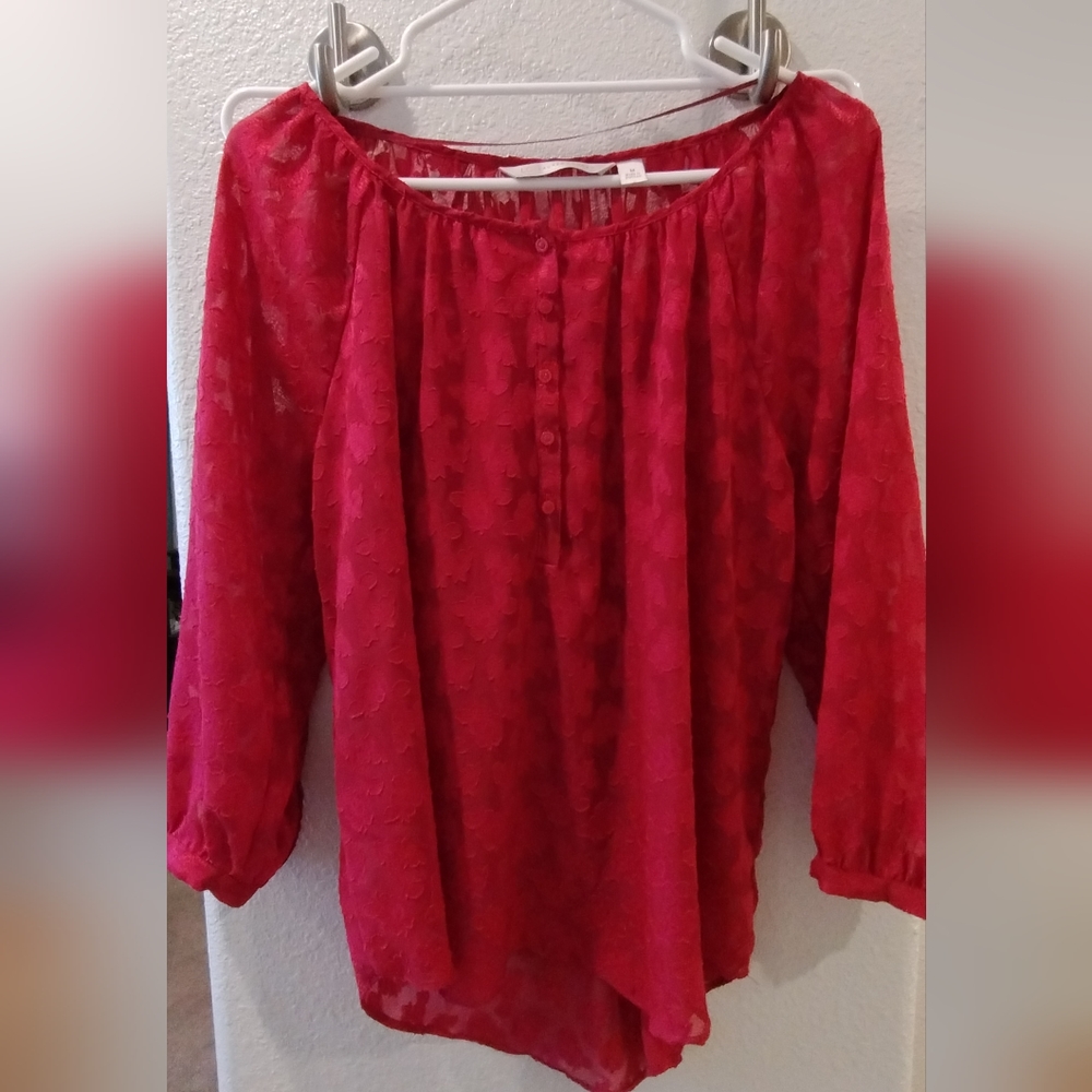Red, Long Sleeve Lauren Conrad Blouse
